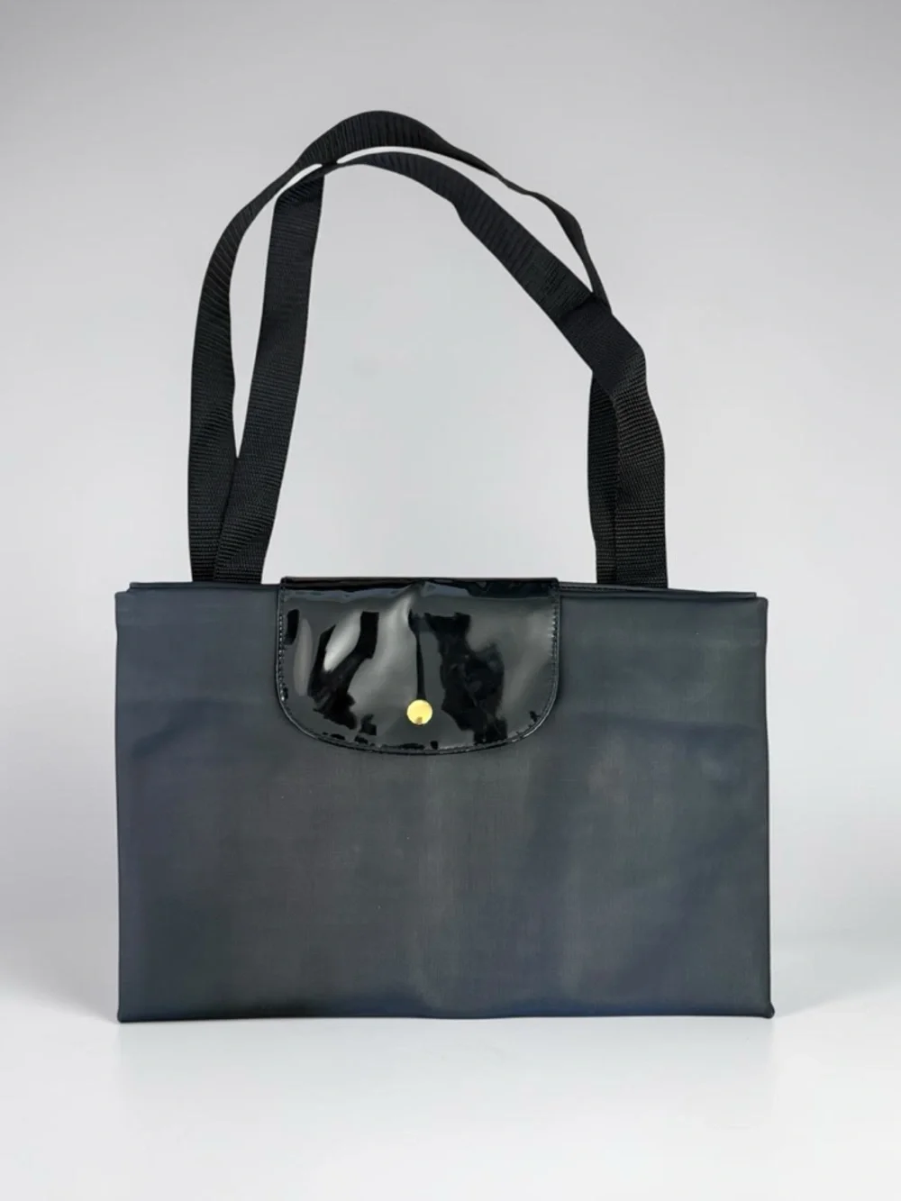 New Without Tags Large Nylon Black Foldable Tote Bag with Shoulder Straps